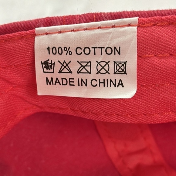 Washout Red Cotton Womens Graphic Heart Cloth Back w/Buckle Baseball Cap - Picture 3 of 6